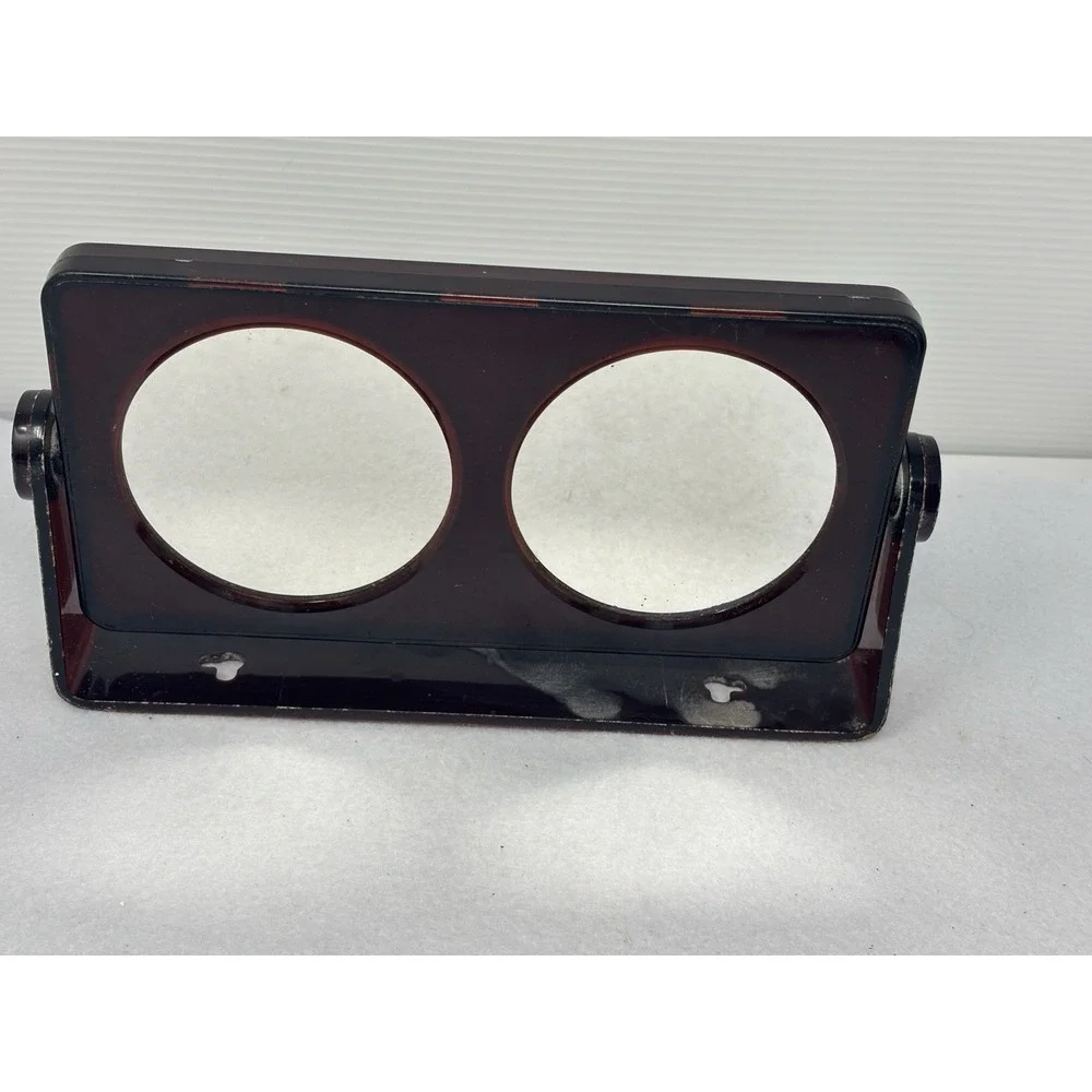 Vtg MCM Brown Lucite Double Sided Vanity Mirror Box Wall Mount 8.5